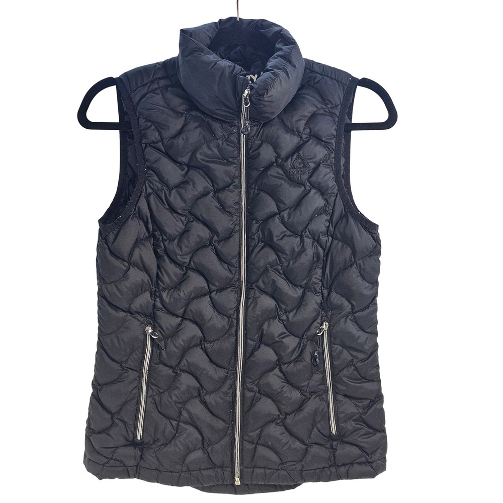 GERRY Womens Black Quilted Down Puffer Vest Full Zip‎ Stand Collar XSmall